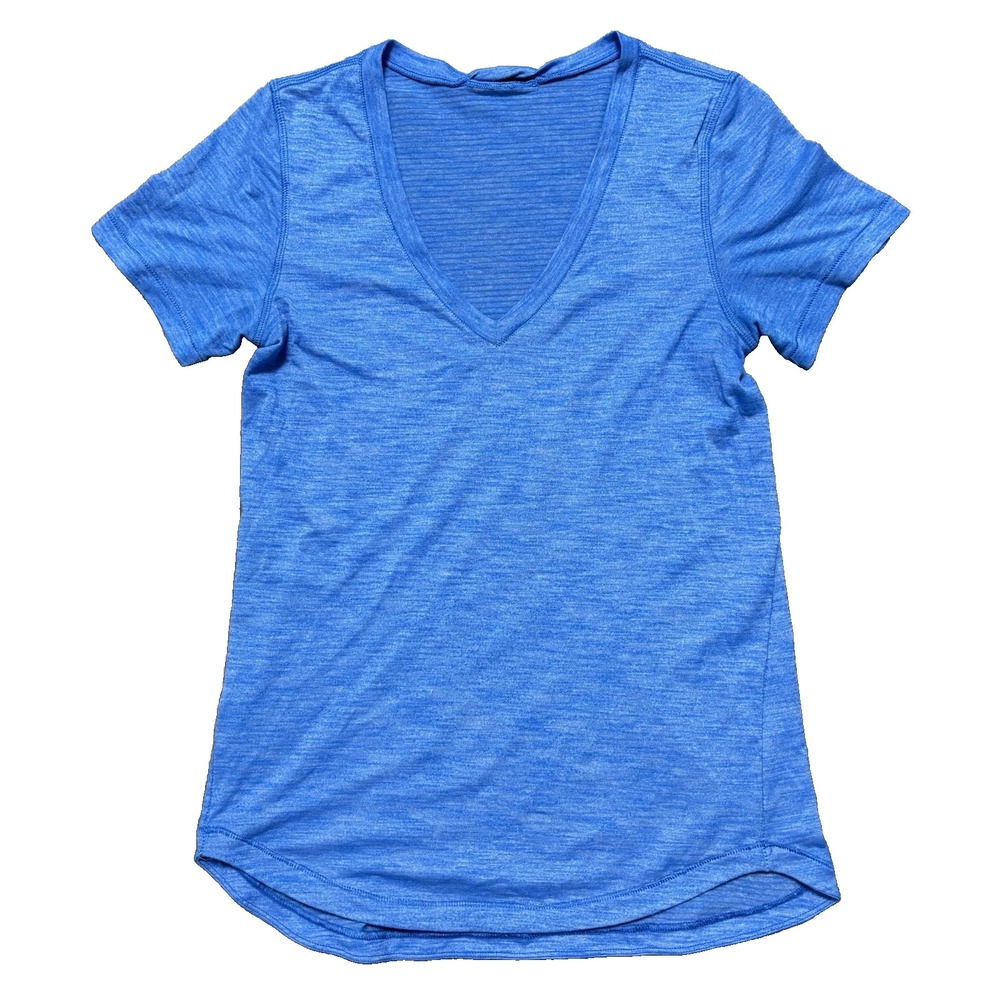 Lululemon What The Sport Tee Short Sleeve Heathered Blue Women's Size 2
